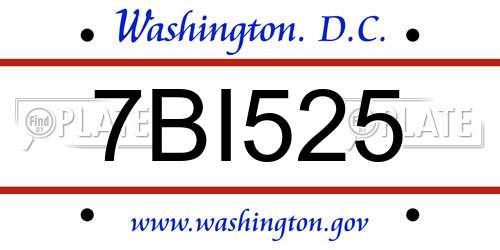 7BI525 District Of Columbia License Plate
