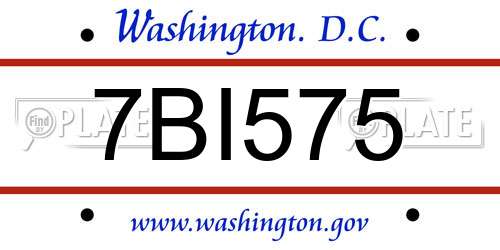 7BI575 District Of Columbia License Plate