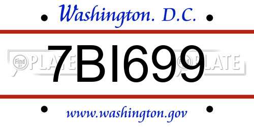 7BI699 District Of Columbia License Plate