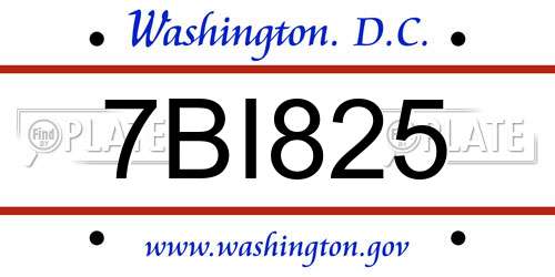 7BI825 District Of Columbia License Plate