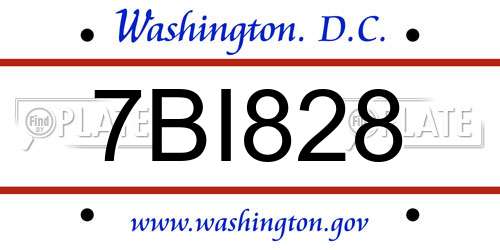 7BI828 District Of Columbia License Plate