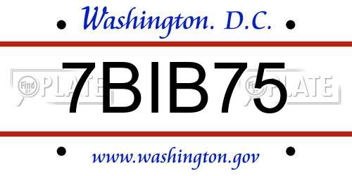 7BIB75 District Of Columbia License Plate