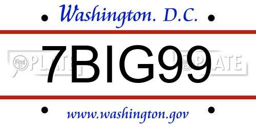 7BIG99 District Of Columbia License Plate
