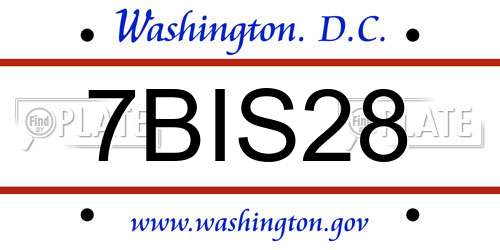 7BIS28 District Of Columbia License Plate