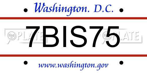 7BIS75 District Of Columbia License Plate