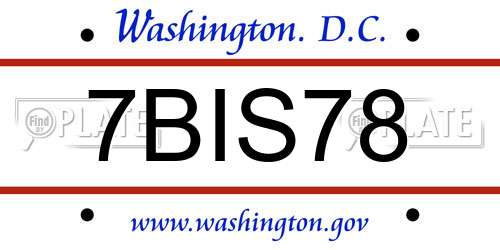 7BIS78 District Of Columbia License Plate