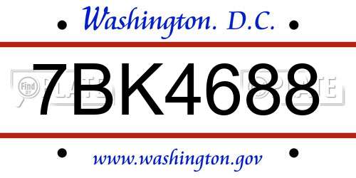7BK4688 District Of Columbia License Plate