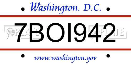 7BOI942 District Of Columbia License Plate