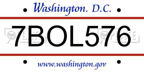 7BOL576 District Of Columbia License Plate