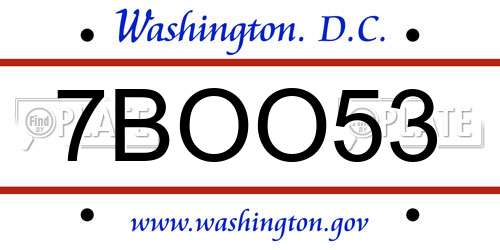 7BOO53 District Of Columbia License Plate
