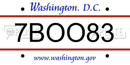 7BOO83 District Of Columbia License Plate