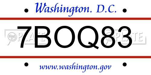 7BOQ83 District Of Columbia License Plate