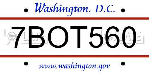 7BOT560 District Of Columbia License Plate