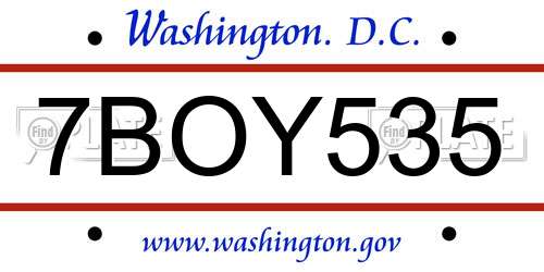 7BOY535 District Of Columbia License Plate