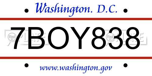 7BOY838 District Of Columbia License Plate