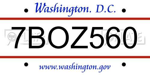 7BOZ560 District Of Columbia License Plate
