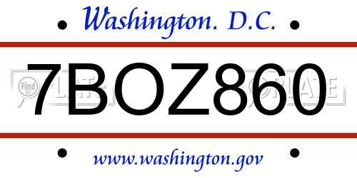 7BOZ860 District Of Columbia License Plate