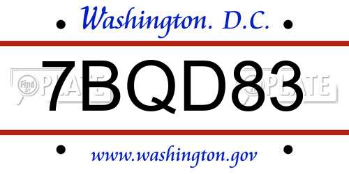 7BQD83 District Of Columbia License Plate