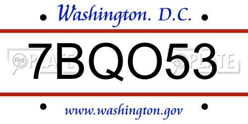 7BQO53 District Of Columbia License Plate