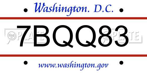 7BQQ83 District Of Columbia License Plate