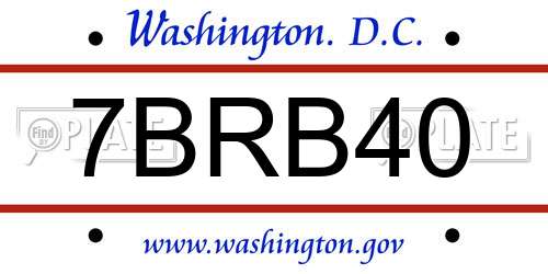 7BRB40 District Of Columbia License Plate