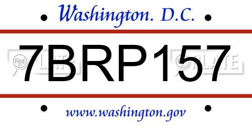 7BRP157 District Of Columbia License Plate
