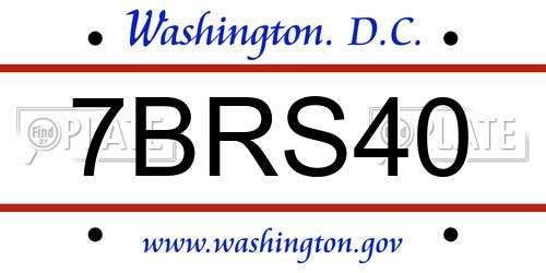 7BRS40 District Of Columbia License Plate