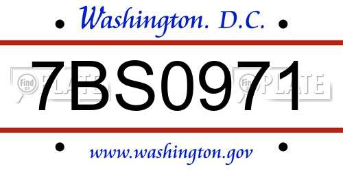 7BS0971 District Of Columbia License Plate