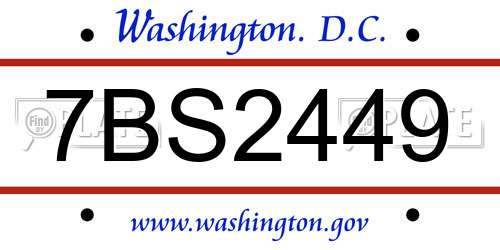 7BS2449 District Of Columbia License Plate