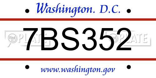 7BS352 District Of Columbia License Plate