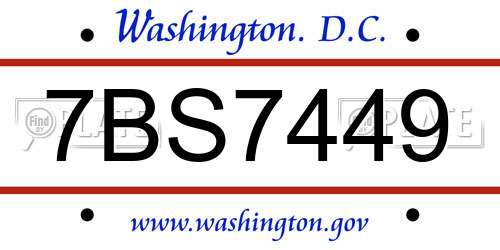 7BS7449 District Of Columbia License Plate