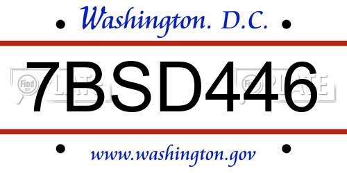7BSD446 District Of Columbia License Plate