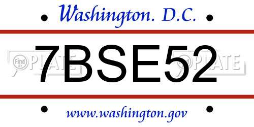 7BSE52 District Of Columbia License Plate