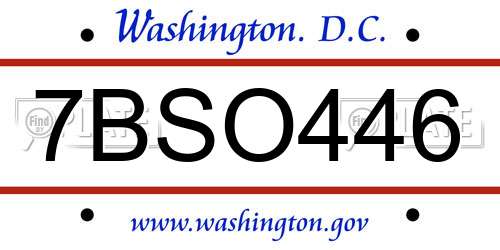7BSO446 District Of Columbia License Plate