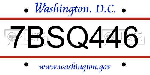7BSQ446 District Of Columbia License Plate