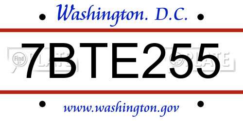 7BTE255 District Of Columbia License Plate