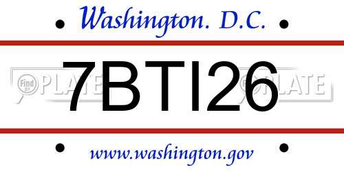 7BTI26 District Of Columbia License Plate