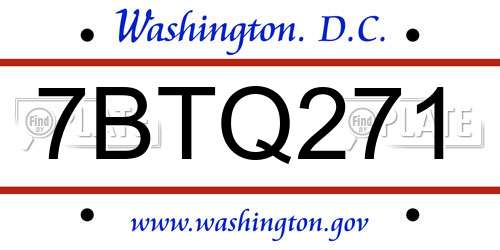 7BTQ271 District Of Columbia License Plate