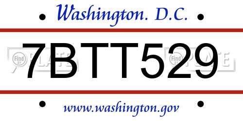 7BTT529 District Of Columbia License Plate