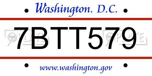 7BTT579 District Of Columbia License Plate