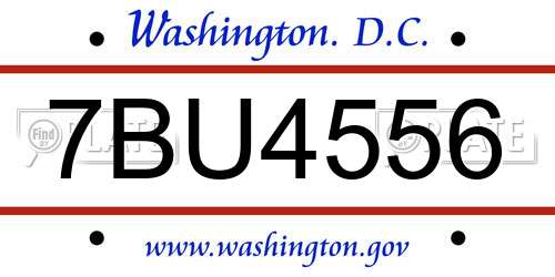 7BU4556 District Of Columbia License Plate
