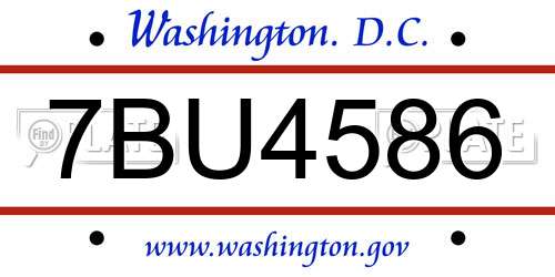 7BU4586 District Of Columbia License Plate