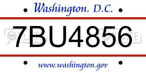 7BU4856 District Of Columbia License Plate