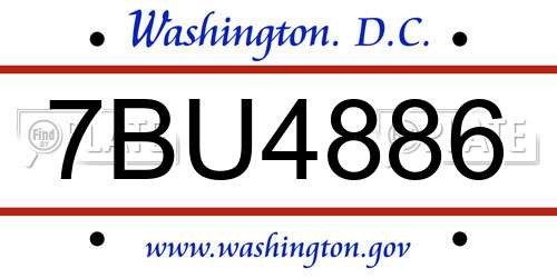 7BU4886 District Of Columbia License Plate
