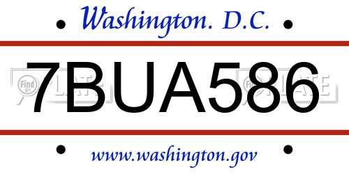 7BUA586 District Of Columbia License Plate