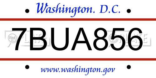 7BUA856 District Of Columbia License Plate