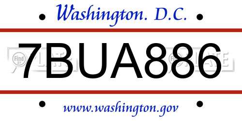 7BUA886 District Of Columbia License Plate