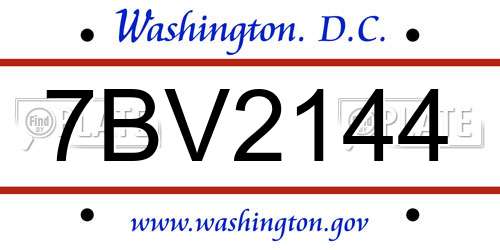 7BV2144 District Of Columbia License Plate