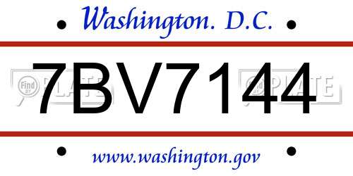 7BV7144 District Of Columbia License Plate