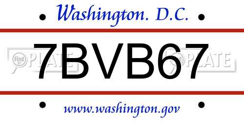 7BVB67 District Of Columbia License Plate
